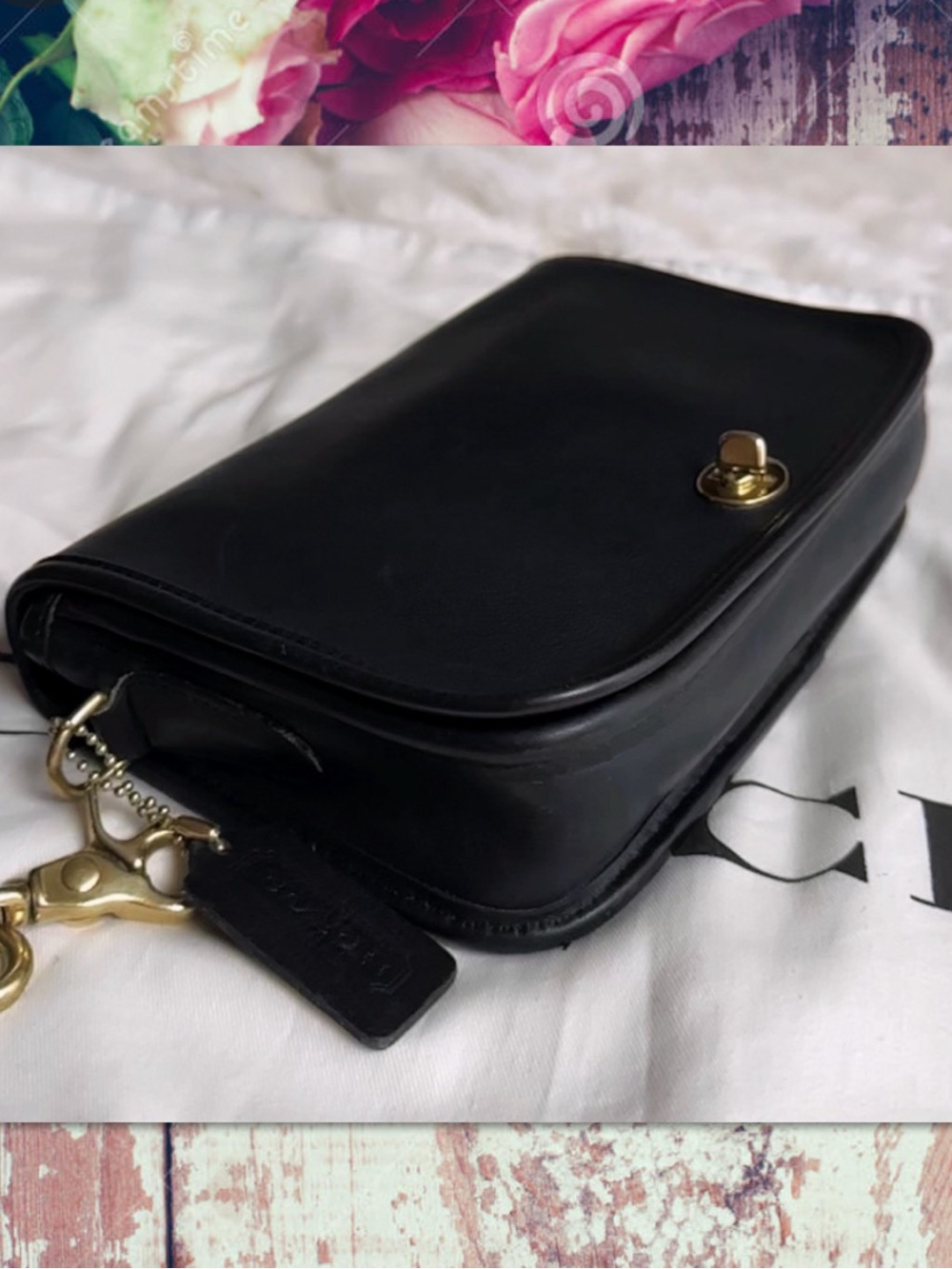VINTAGE COACH BLACK PENNY CROSSBODY BAG 9755 - Picture 7 of 17